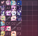 Mane Six X Royal Princesses Breeding Chart (OPEN) by RedTsukini