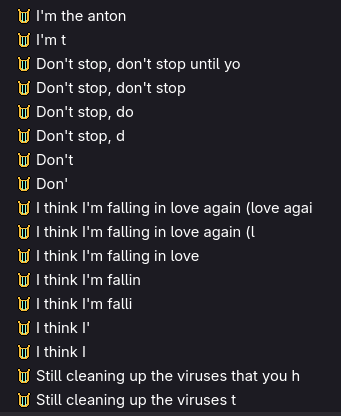 screenshot of browser history after playing the Antonymph Website Music Video